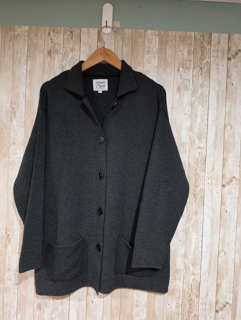 Margaret O'Leary Women's Gray Black Cardigan blazer S Minimalist